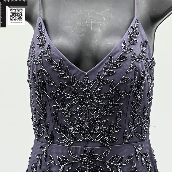 Marina Size 4 | Grey Beaded Metallic Tulle Dress | NWOT - Picture 3 of 16